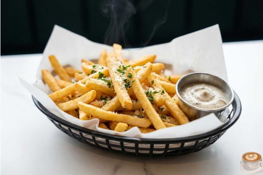 Khoai tây chiên sốt nấm Truffle thơm ngon tại quán cafe làm việc Hà Nội