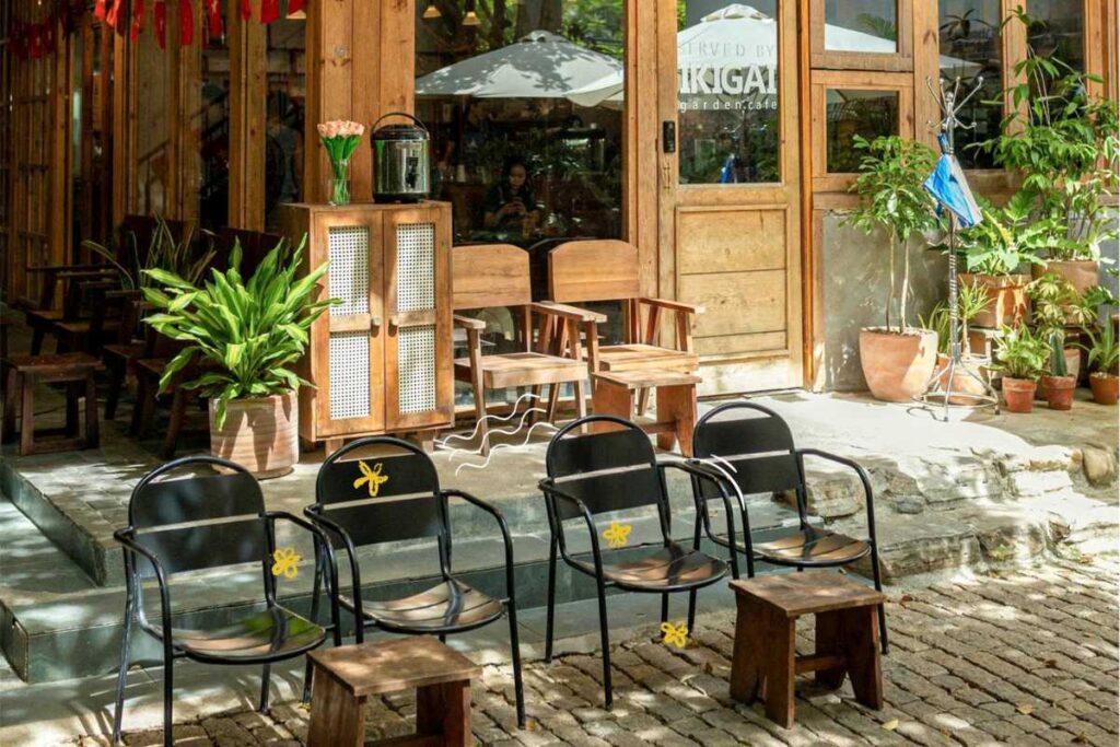 Không gian nhà gỗ phong cách Nhật Bản truyền thống tại IKIGAI garden cafe Đà Nẵng.